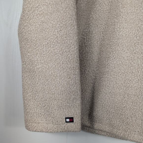 New Tommy Hilfiger Womens XXL Faux Sherpa Snap Button Jacket Coat Beige Warm - Picture 6 of 15